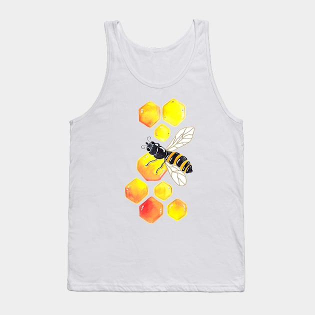 Watercolor Honey bees Pattern Tank Top by Neginmf